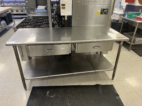 stainless steel table, 2 draw