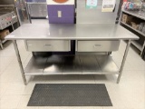 stainless steel table, 2 draw