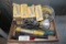 assortment of flashlights and light bulbs