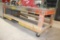 large wood work table on casters