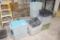 assortment of plastic totes & crates