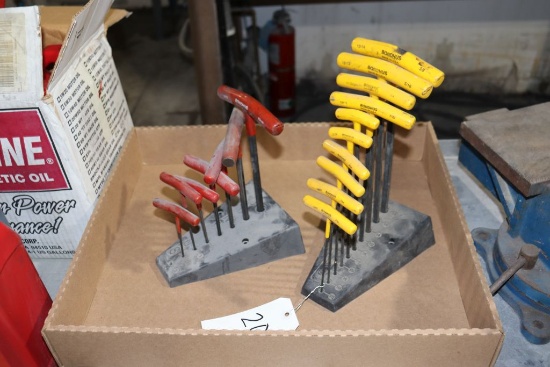 Bondhus T handle hex tool sets in metric and standard