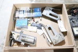 staplers and assortment of staples, SAAB touch up pens