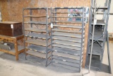 2 metal and wood shelving units