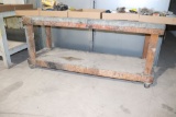 wood table on casters