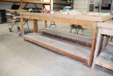 wooden work bench with casters