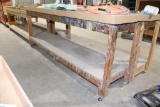 wooden work bench with casters