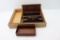 (2) wooden trays, (1) organizer, (1) box