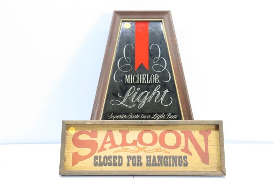 Saloon and Michelob Light signs