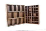 (2) wooden display shelves