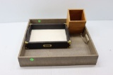 (2) trays and (1) wooden box