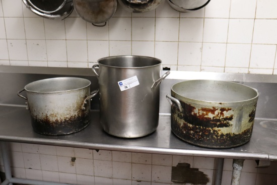 3 Large Metal Cooking Pots (kitchen)