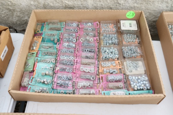 Assortment of nuts, flat washers, and lock washers