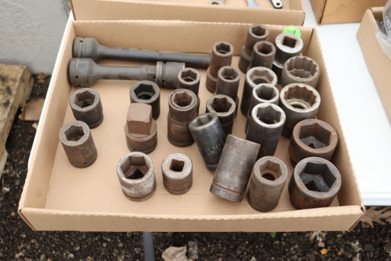 assortment of sockets,  1" plus