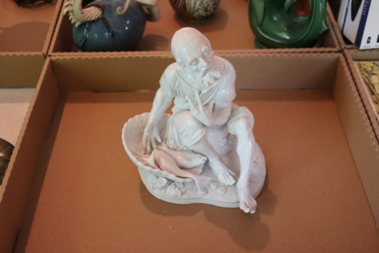 Dresden White Bisque Fisherman Figurine Statue (main)