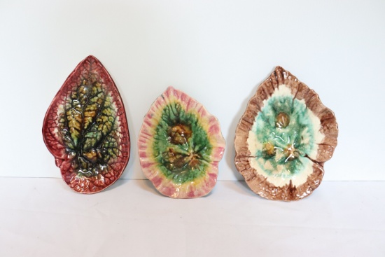 (3) Majolica Leaf plates (upstairs)