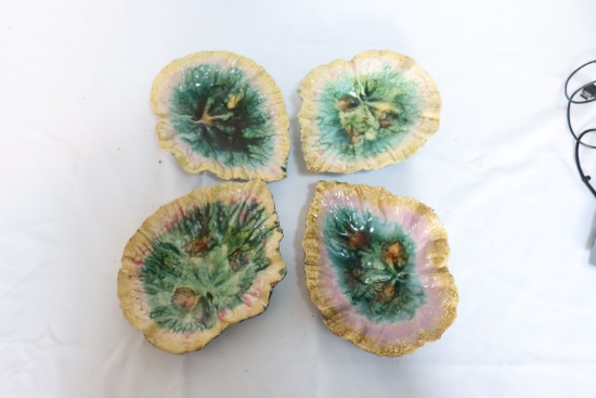 (4) Majolica Leaf Plates (upstairs)
