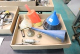 Assortment of Funnels and Oil Cans (basement)