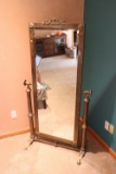 Cheval Style Brass Floor Mirror (main)