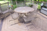 Wrought Iron Table and (4) Chair set, and Bench