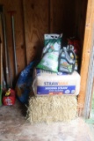 Assortment of Potting Soil, Fertilizer, Straw, and misc.