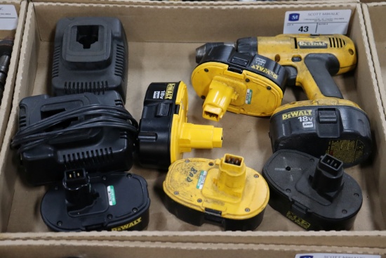 Dewalt power drill with batteries, and chargers