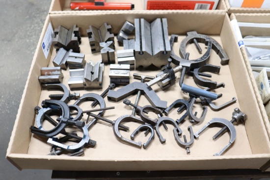 Assortment of Starrett V-blocks and clamps