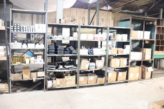 shelving with parts and components