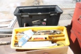 plastic tool box with tools