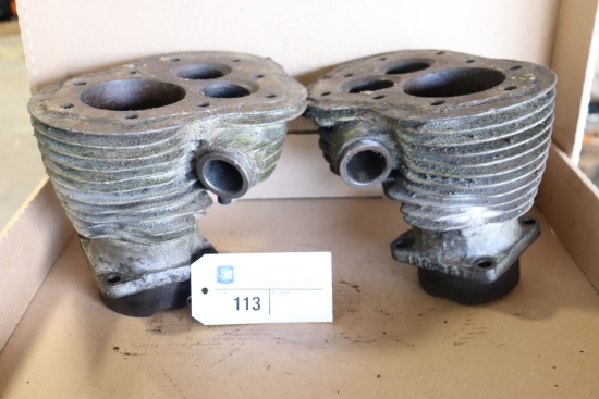 Pair of Harley Davidson Flathead UL Engine Cylinders
