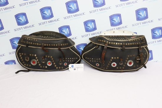Pair of Black leather Saddlebags