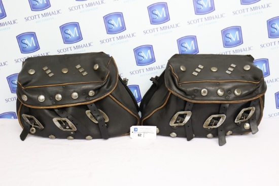 Pair of Black leather Saddlebags