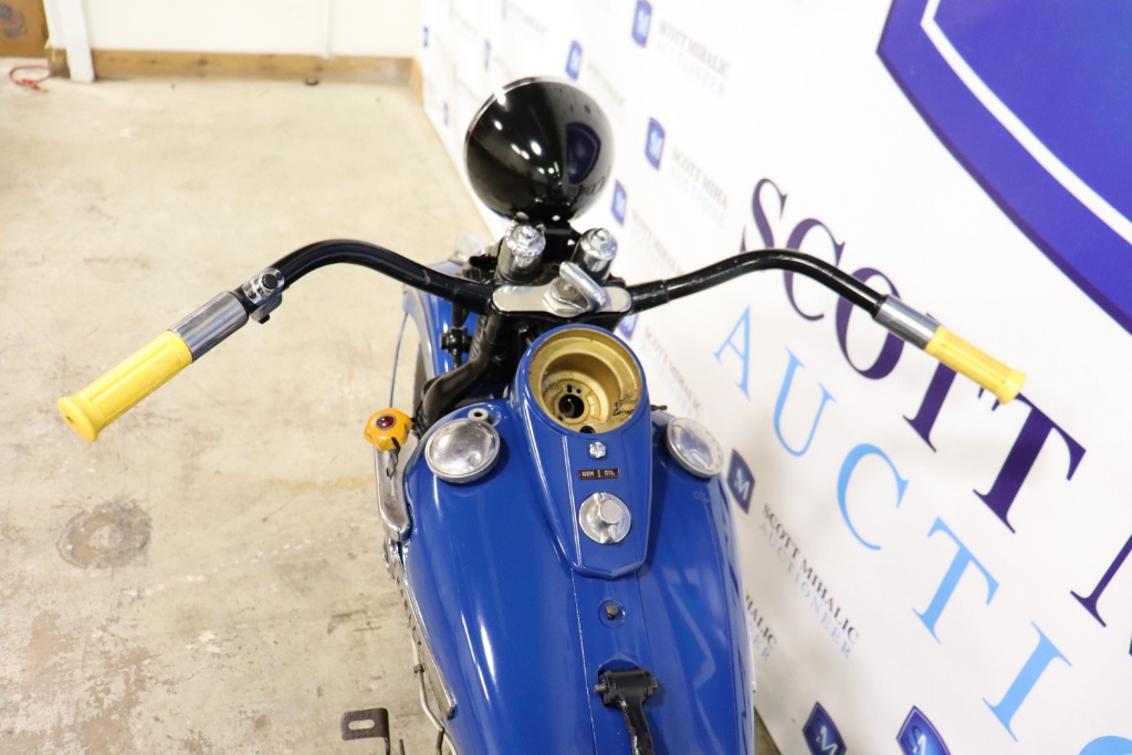 Close-up of the 45 cubic inch side-valve flathead V-twin engine and primary case on the 1948 Harley-Davidson WL
