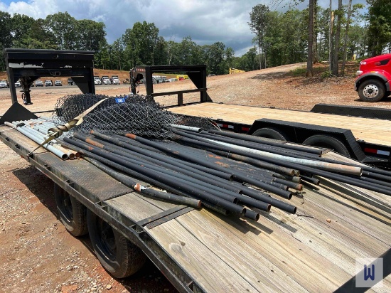 LOT OF CHAIN LINK FENCE AND VARIOUS SIZED FENCING POLES