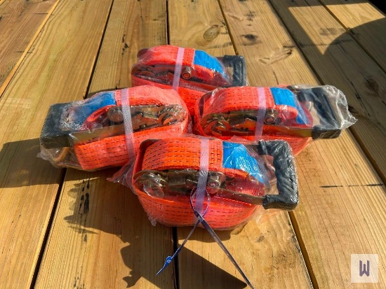LOT OF (4) NEW/UNUSED NORM EN12195-2 27x2 5TON RATCHET STRAP
