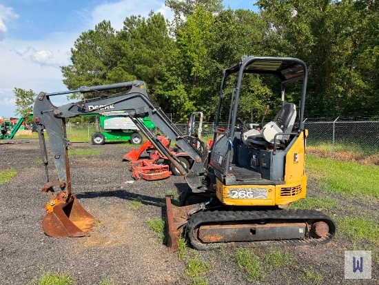 2016 JOHN DEERE 26G MINI EXCAVATOR, SN-1FF026GXVFK260901