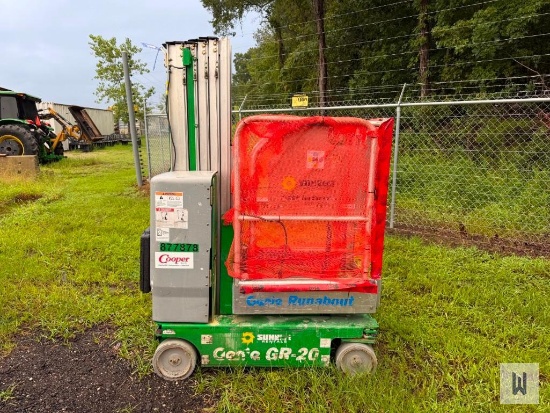 2016 GENIE GR-20 VERTICAL MAST LIFT, SN:GR16P-43155
