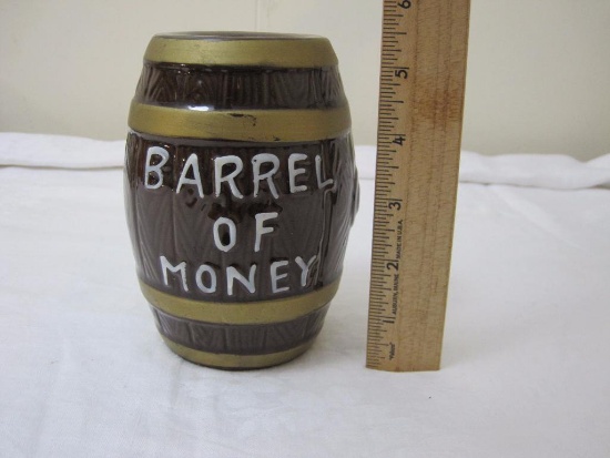 Vintage Barrel of Money Ceramic Bank, Japan, 14 oz