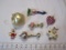 Lot of 7 Glass Vintage Christmas Ornaments, Germany, Deer on Plane Fitz and Floyd Inc, Heart, 6oz