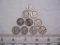 10 US Silver Coins Mercury Dimes from 1943-1944, including 1943-D, 24.1 g total weight