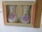 Set of 2 Purple Floral Glass Vases, approximately 4