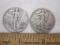 2 US Silver Coins Walking Liberty Half Dollar Coins from 1941 and 1946, 24.5 g total weight
