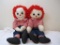 2 Raggedy Andy Large Plush Dolls, approximately 35