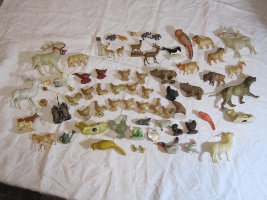 Lot of Misc Animal Figurines, Plastic, Blow Mold, Farm, Forest, Zoo, 1.5lbs
