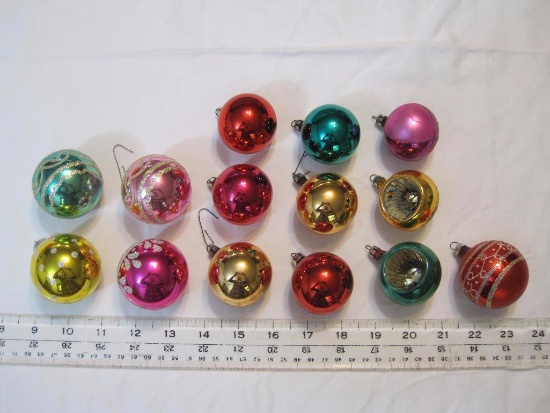 Lot Of 14 Glass Christmas Balls, Made in USA, 9oz
