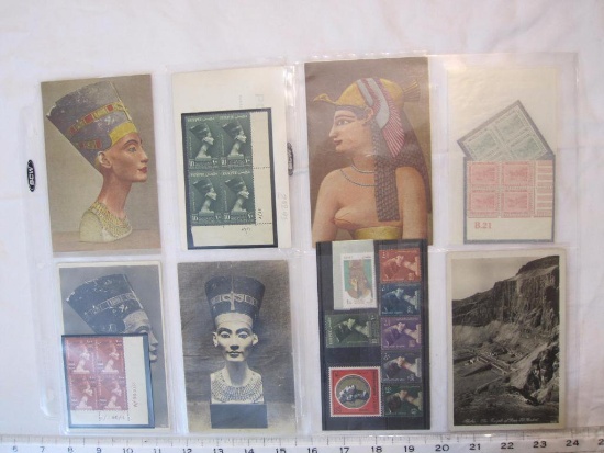 Lot of Eqyptian Ephemera, Stamps & Postcards, 5 oz