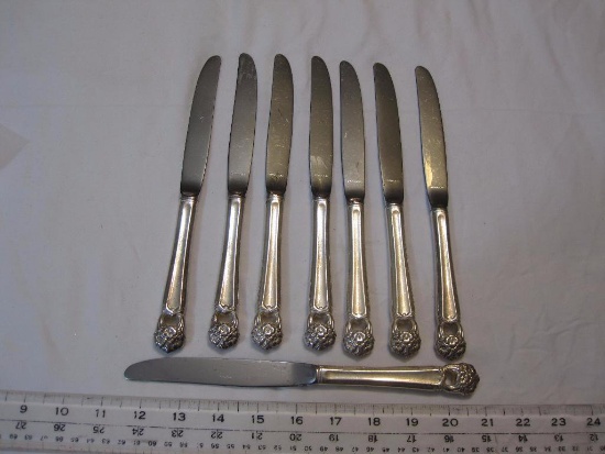 8 Dinner Knives 1847 Rogers Bros Eternally Yours Pattern, 1941, Silver Plate Handle, Stainless,