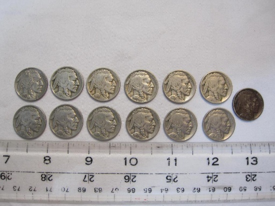 13 US Buffalo/Indian Head Nickels, 3 oz