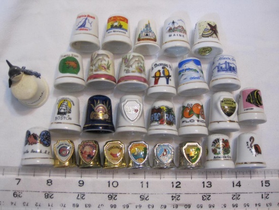 Lot of Collectible Thimbles, most from Eastern United States and Carribbean Islands, 12 oz