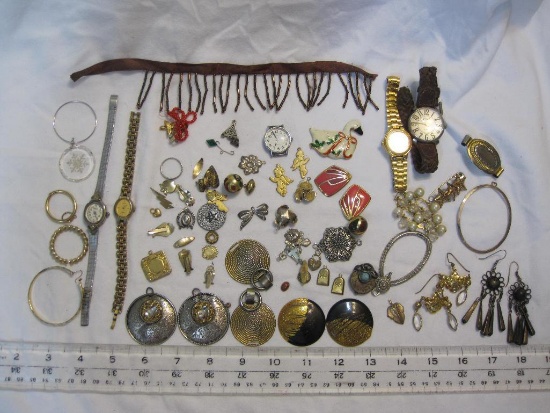 Lot of Assorted Jewelry Pieces and Parts, AS IS, see pictures for condition, 12 oz